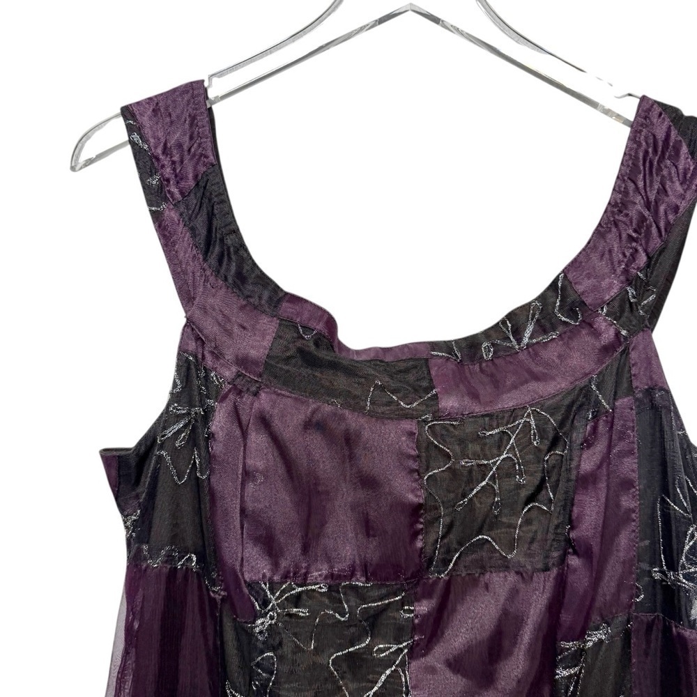 Vintage Nomads Purple Black Patchwork Fairycore Babydoll Women’s Dress L - Picture 3 of 12